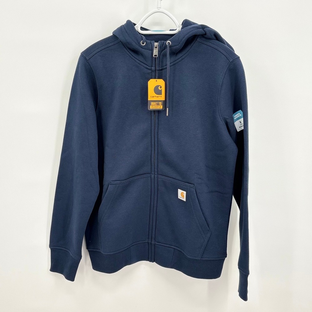 Carhartt Womens Navy Blue Relaxed Fit Midweight Full-Zip Hoodie TS0122-W Small